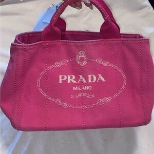 Prada Fuchsia Canvas Tote